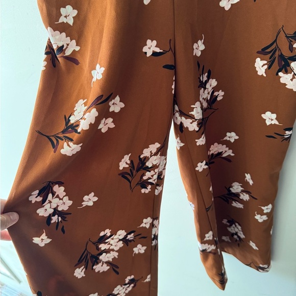Ann Taylor Factory Brown Floral Spring Jumpsuit - Picture 3 of 7